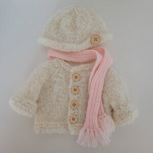 New Cute &  Cozy Handknit Woolly Jacket Style Sweater Set For 18 Inch Dolls